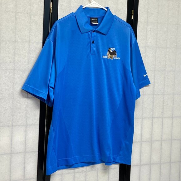 Nike Golf Dri-FIT Blue Polo Shirt WIPP Mine Rescue Embroidered Logo L 2 Button - Picture 3 of 13